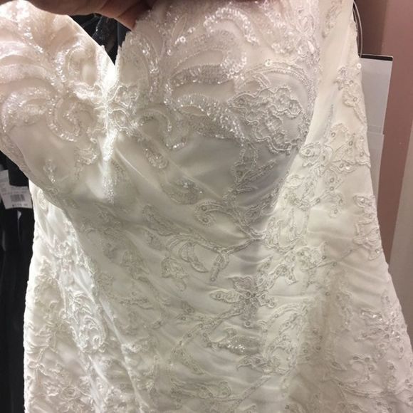 JEWEL BRAND NEW! ORGANZA TRUMPET WEDDING DRESS Ivory color - Picture 4 of 6